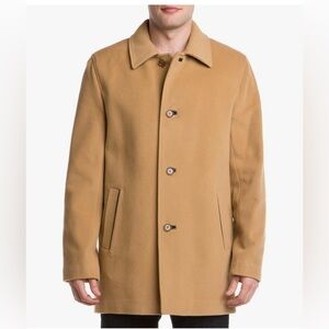 Cole Haan Men's Cashmere Blend Single Breasted Classic Coat With Shirt Collar